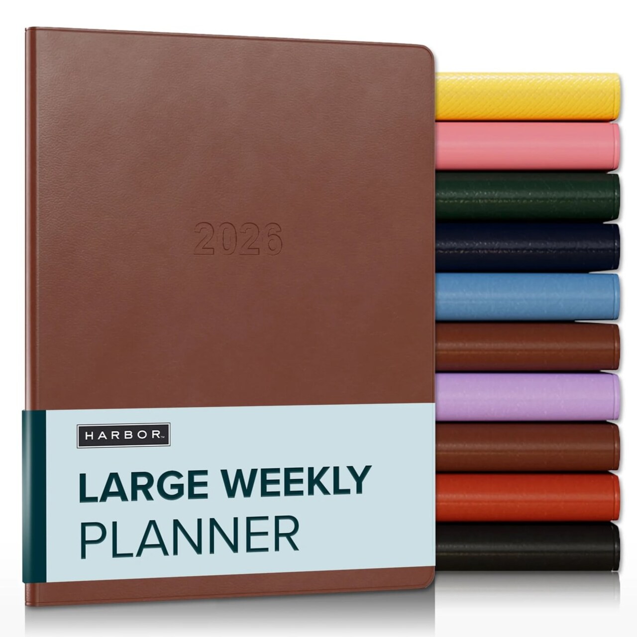 Harbor Large Weekly and Monthly Planner 2026 - Calendar Planner and Notebook, Durable Faux Leather, 192 Pages, Softcover & Book Bound - 9.75 x 7.5 "